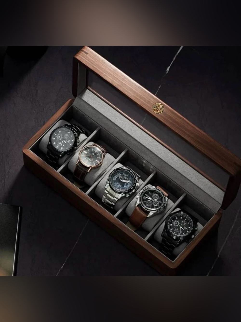 Walnut Wood Glass Watch Box
